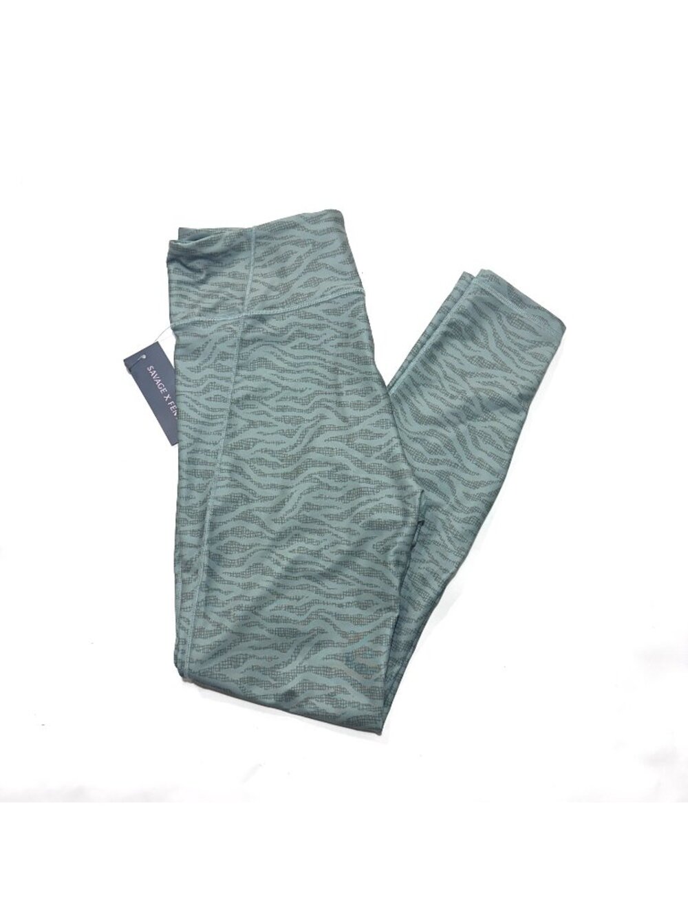 Savage X Fenty Sport High Waist Leggings — Seafoam / Sage Zebra Print SZ XL NWT